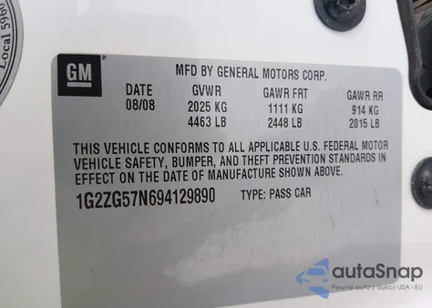 2009 Pontiac G6 z USA, uszkodzony, nr VIN 1G2ZG57N694129890
